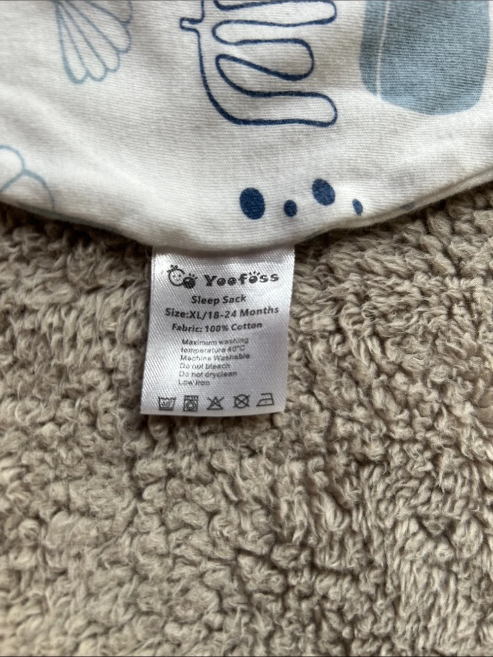 Sleeveless Baby Sleep Sack in Soft Blue Whale Print with 2-Way Zipper